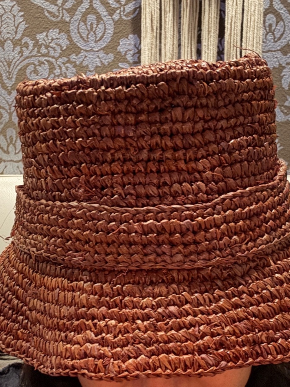 WYETH Raffia Bucket Hat in Brown